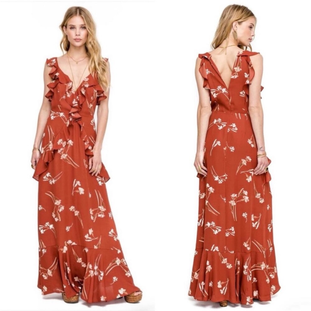Astr Rust Floral Maxi Dress